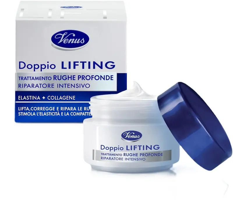 VENUS DOPPIO LIFTING TRATTAMENTO RUGHE PROFONDE RIPARATORE INTENSIVO CREMA VISO 50ML ELASTINA + COLLAGENE