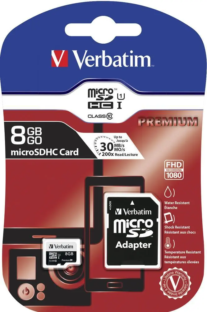 VERBATIM MICRO SDHC CARD PREMIUM 8GB