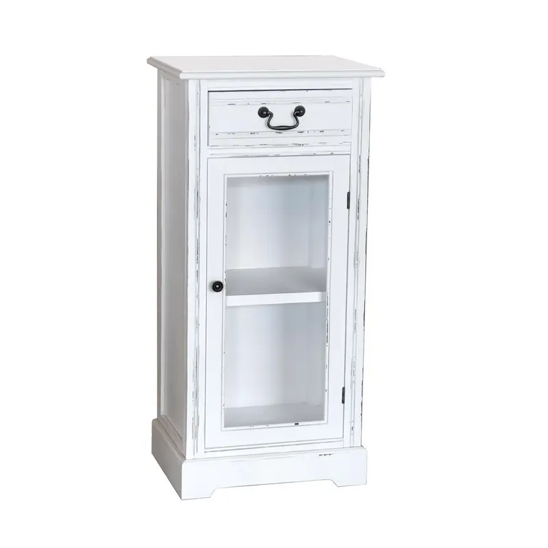 Vetrinetta bianca in legno di pino ed mdf Alice 48X35H100