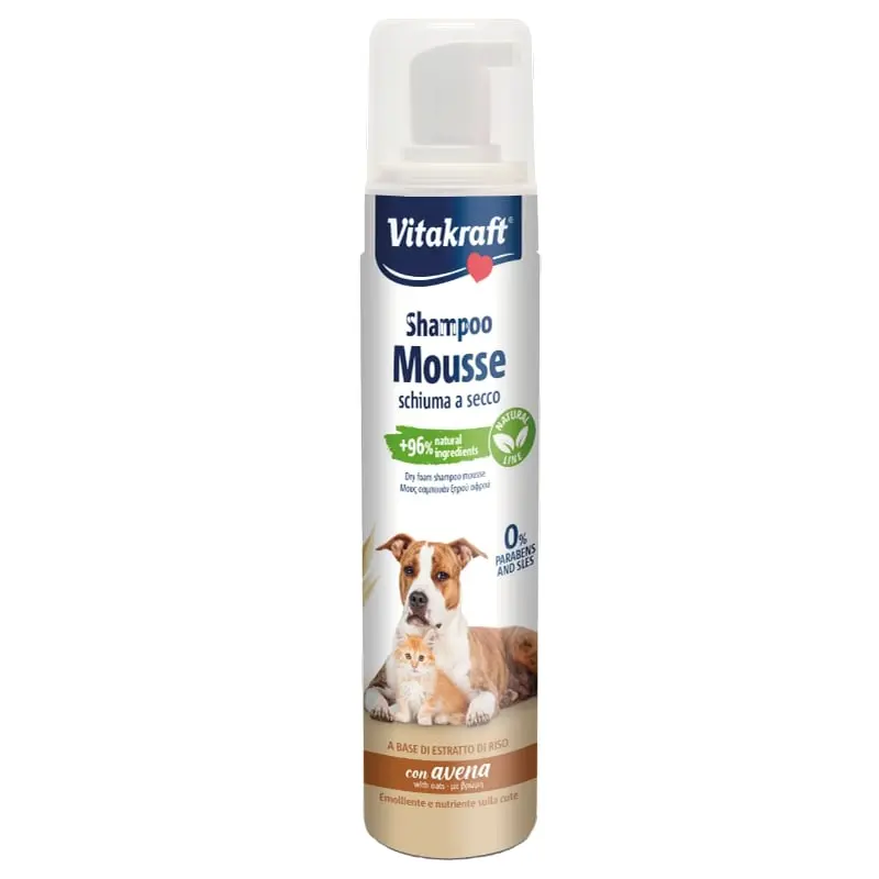 VITAKRAFT SHAMPOO MOUSSE SCHIUMA A SECCO NATURAL LINE 250ML