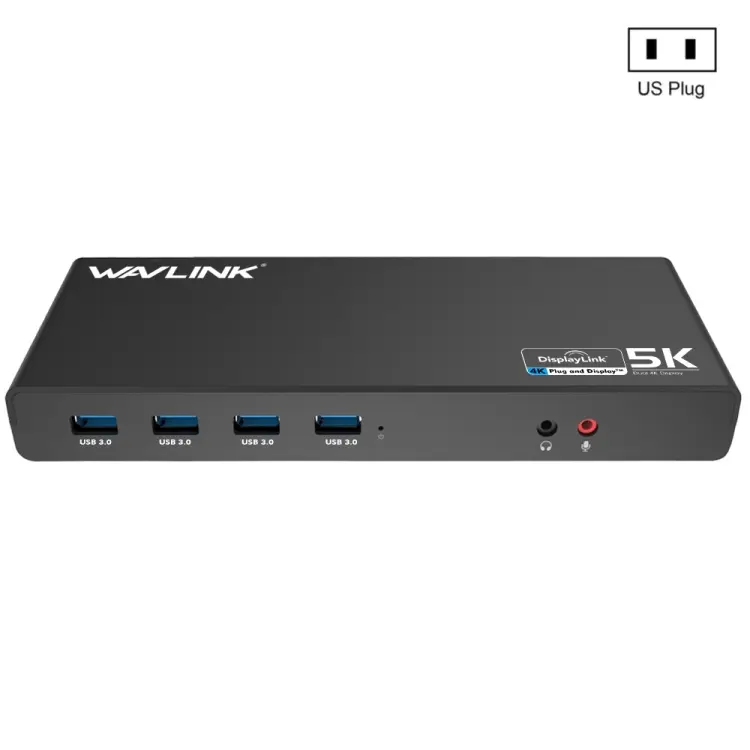 Wavlink UG69DK1 5K Type-C Dual Display USB 3.0 Video Gigabit Ethernet HDMI Docking Station, Plug