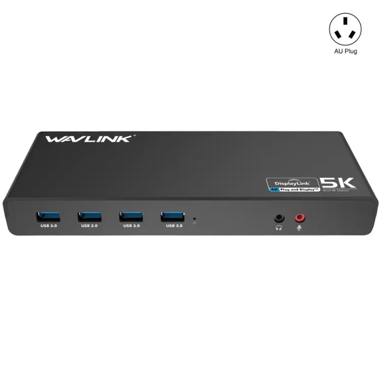 Wavlink UG69DK1 5K Type-C Dual Display USB 3.0 Video Gigabit Ethernet HDMI Docking Station, Plug