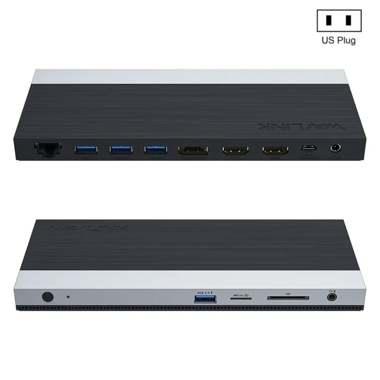 Wavlink UMD05 Display Port HDMI Port RJ45 Ethernet Triple Display MST Laptop Docking Station, Plug