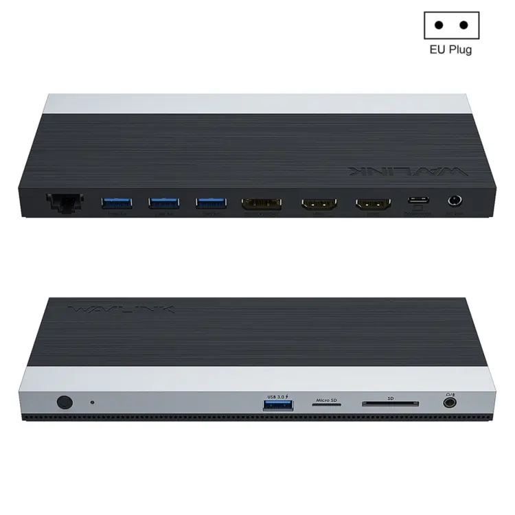 Wavlink UMD05 Display Port HDMI Port RJ45 Ethernet Triple Display MST Laptop Docking Station, Plug