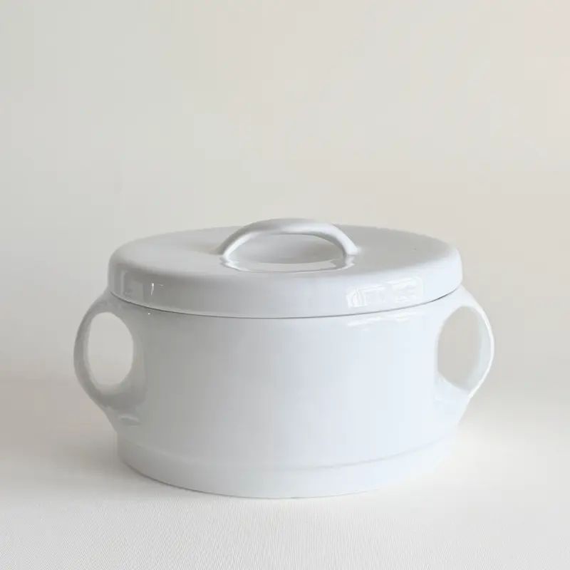 White Ceramic Tureen | Danish Design Attributed · 1970s