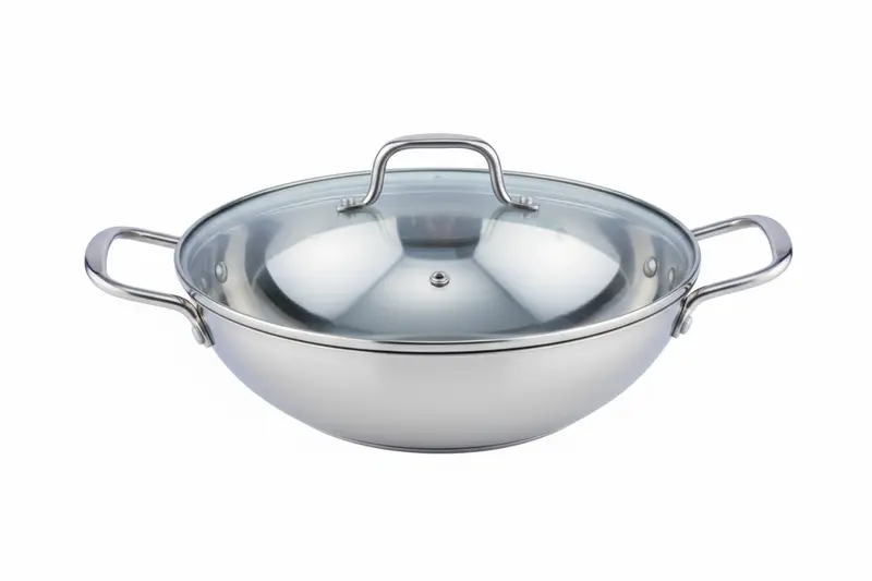Wok Alessia inox – interno ceramica – con coperchio – 28 cm – induzione