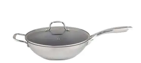 Wok Allegra inox – interno ceramica – con coperchio – 28 cm – induzione