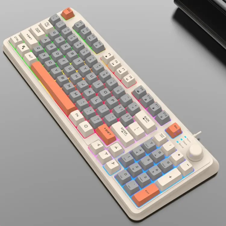 XUNFOX K82 Three-colors 94-Keys Blacklit USB Wired Gaming Keyboard, Cable Length
