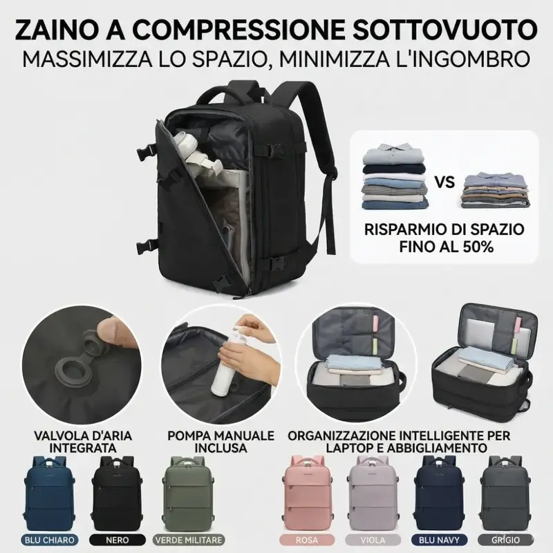 Zaino a compressione sottovuoto